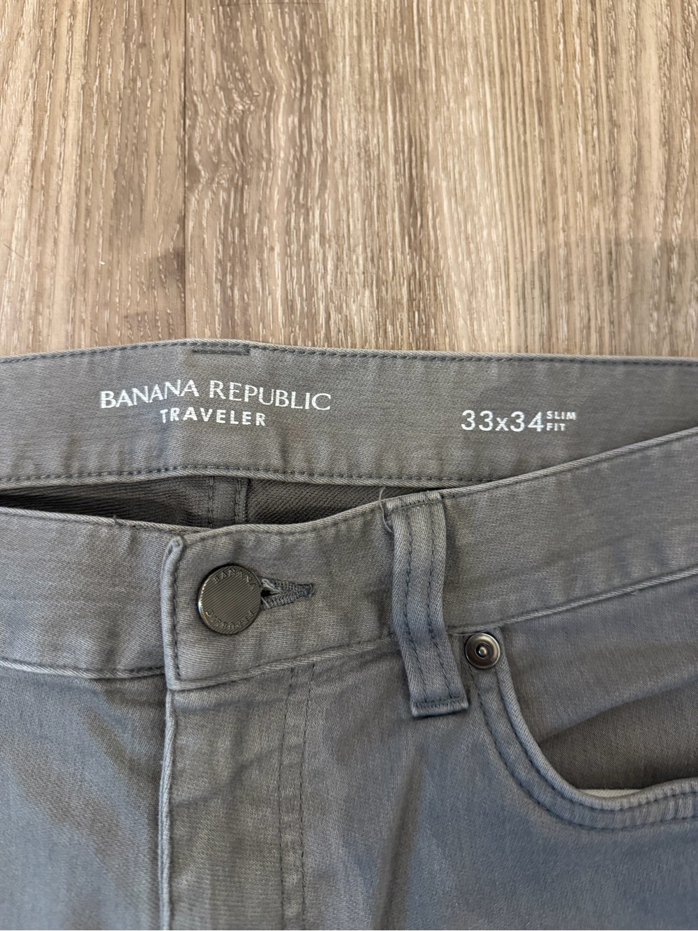 Banana Republic 33x34 Grey Traveler Slim Fit Pants